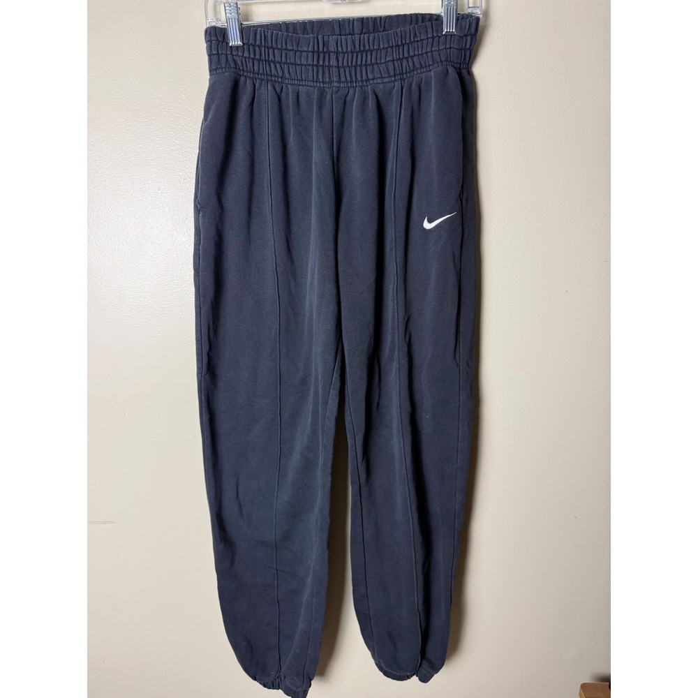 Nike‎ Fleece Cotton Blend Jogger Pants Drawstring Youth M Black Heavyweight